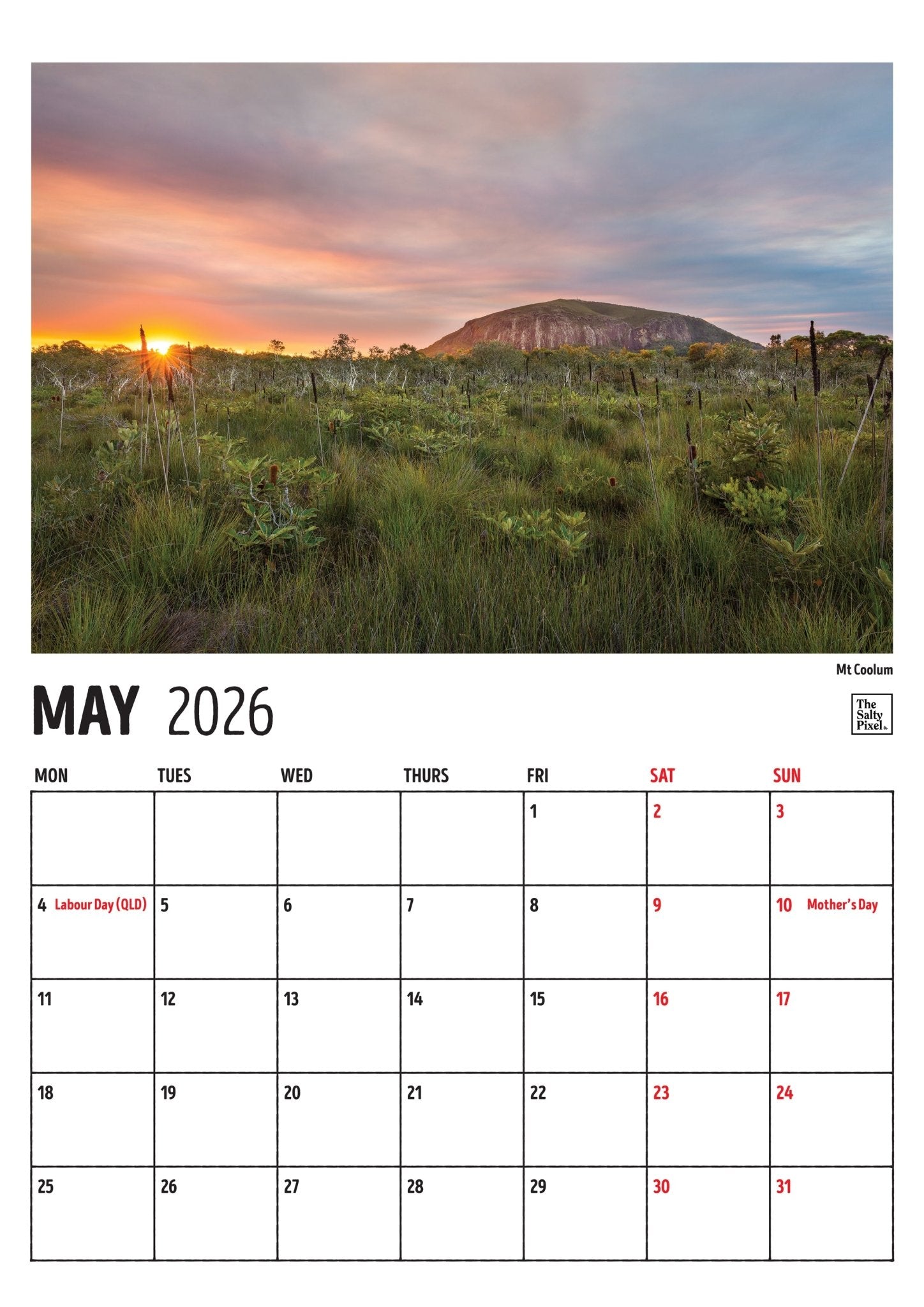 2026 Sunshine Coast A3 Calendar