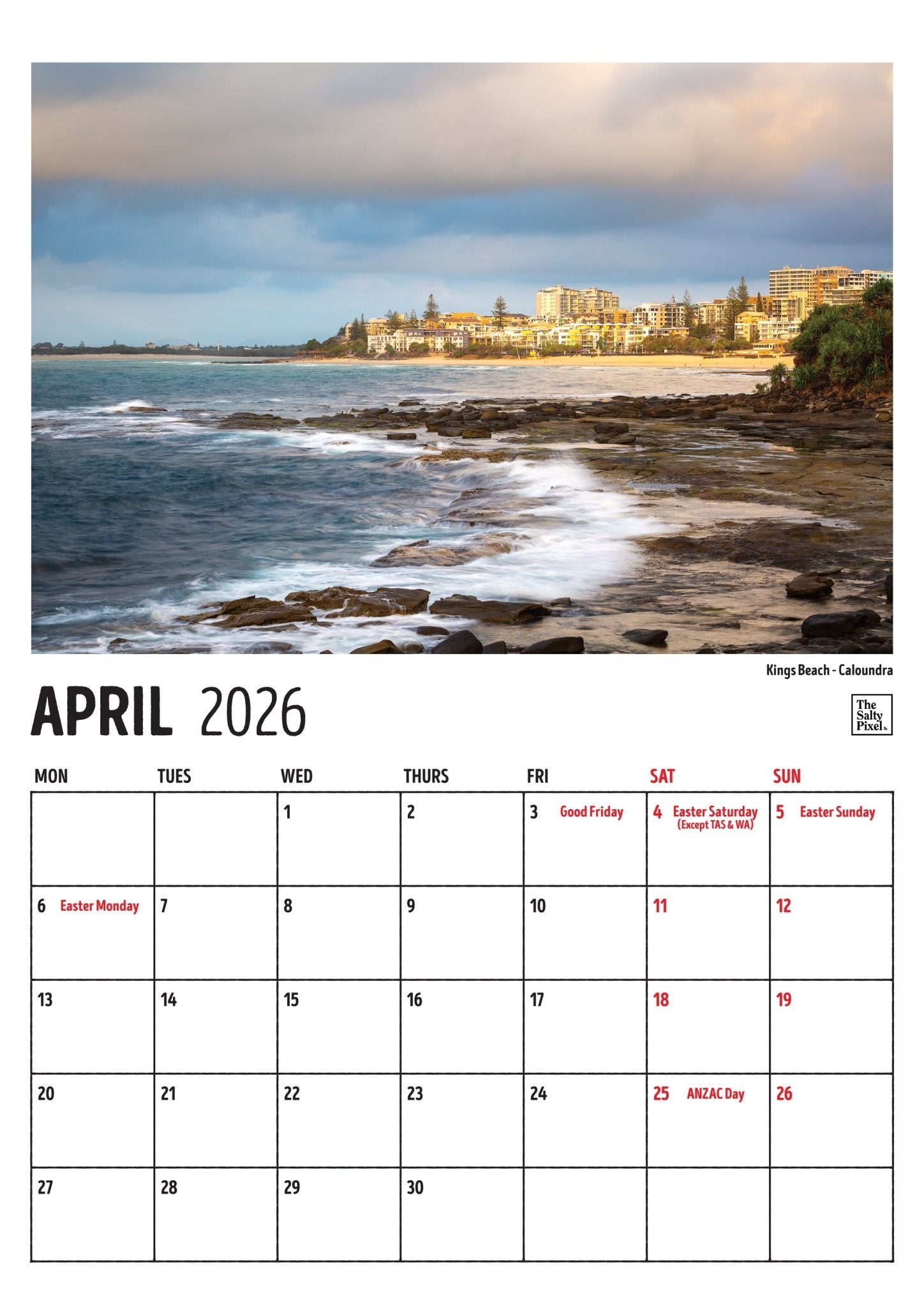 2026 Sunshine Coast A3 Calendar