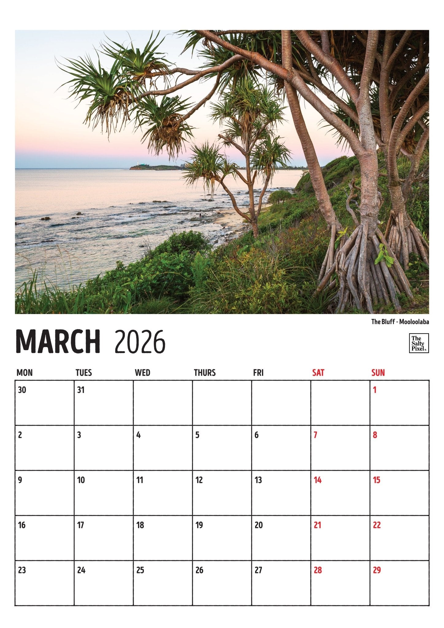 2026 Sunshine Coast A3 Calendar