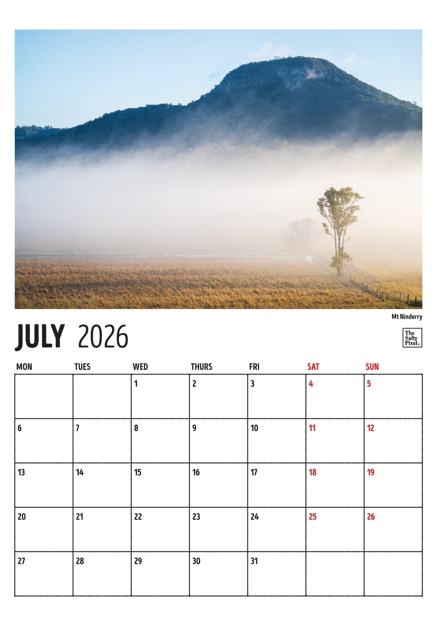 2026 Sunshine Coast A3 Calendar