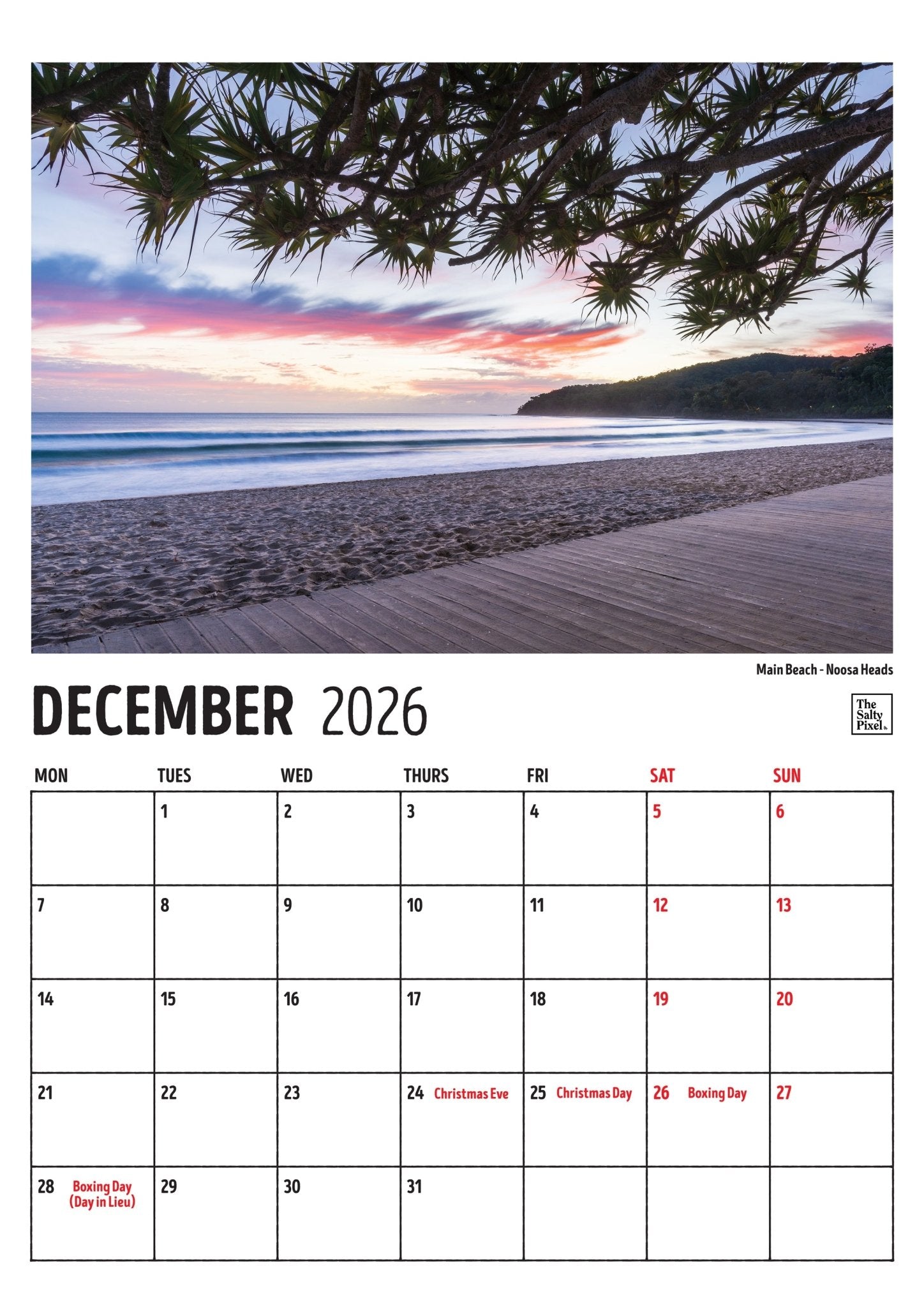 2026 Sunshine Coast A3 Calendar