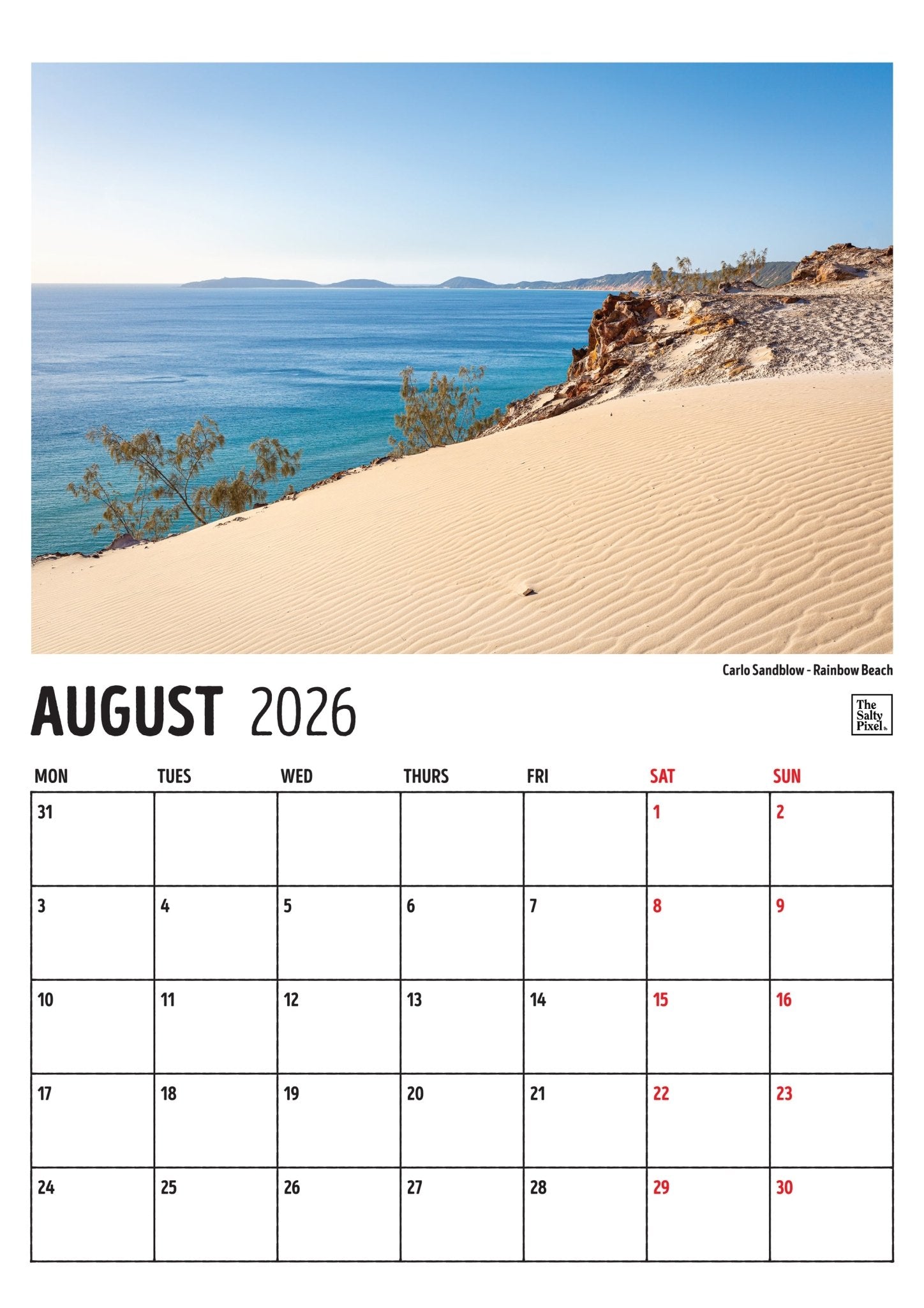 2026 Sunshine Coast A3 Calendar